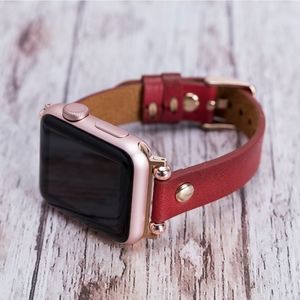 🔥LAST ONE🔥 Apple Watch Band Leather Straps Red Maroon Studed